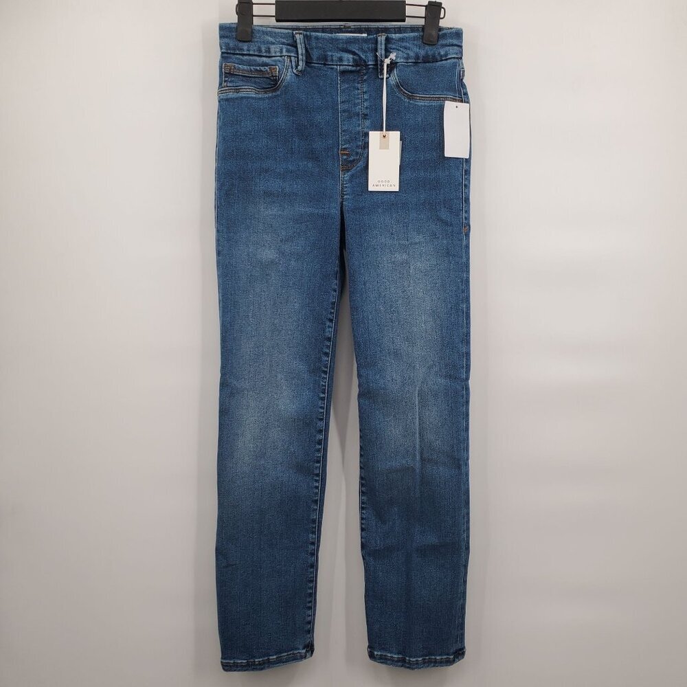 Good American Pull On Straight Leg Jeans Women Size Medium NWT Denim Pants